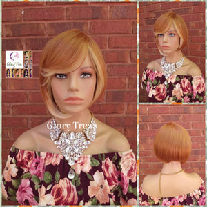 Blonde Bob Wig, Glory Tress, Full Cap Wig, Straight Wig, Blonde Wig, Wig With Bangs, READY To SHIP // GREAT