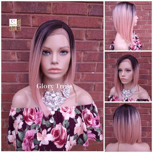 New Arrival// Pink Bob Wig, Ombre Pink Wig, Straight Bob Lace Front Wig, Ready To Ship // BEHOLD