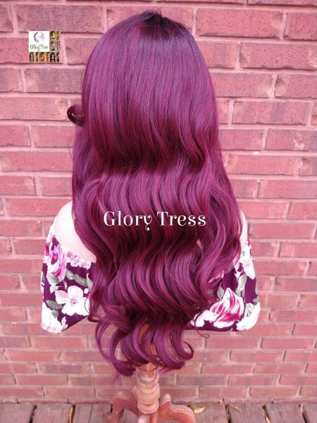 Lace Front Wig, Curly Wig, Glory Tress, Wavy Wig, Burgundy Wig, Dark Cherry Wig, Glory Tress, NEW ARRIVAL // ROSE