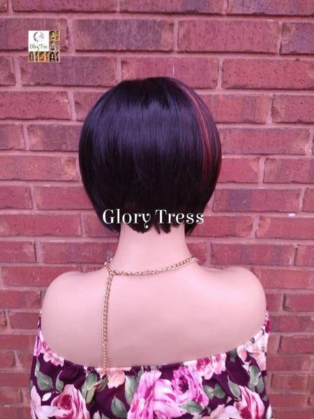 Bob Wig, Full Cap Wig, Glory Tress, Straight Wig, Black & Red Wig, African American Wig, ON SALE // MAGNIFICENT