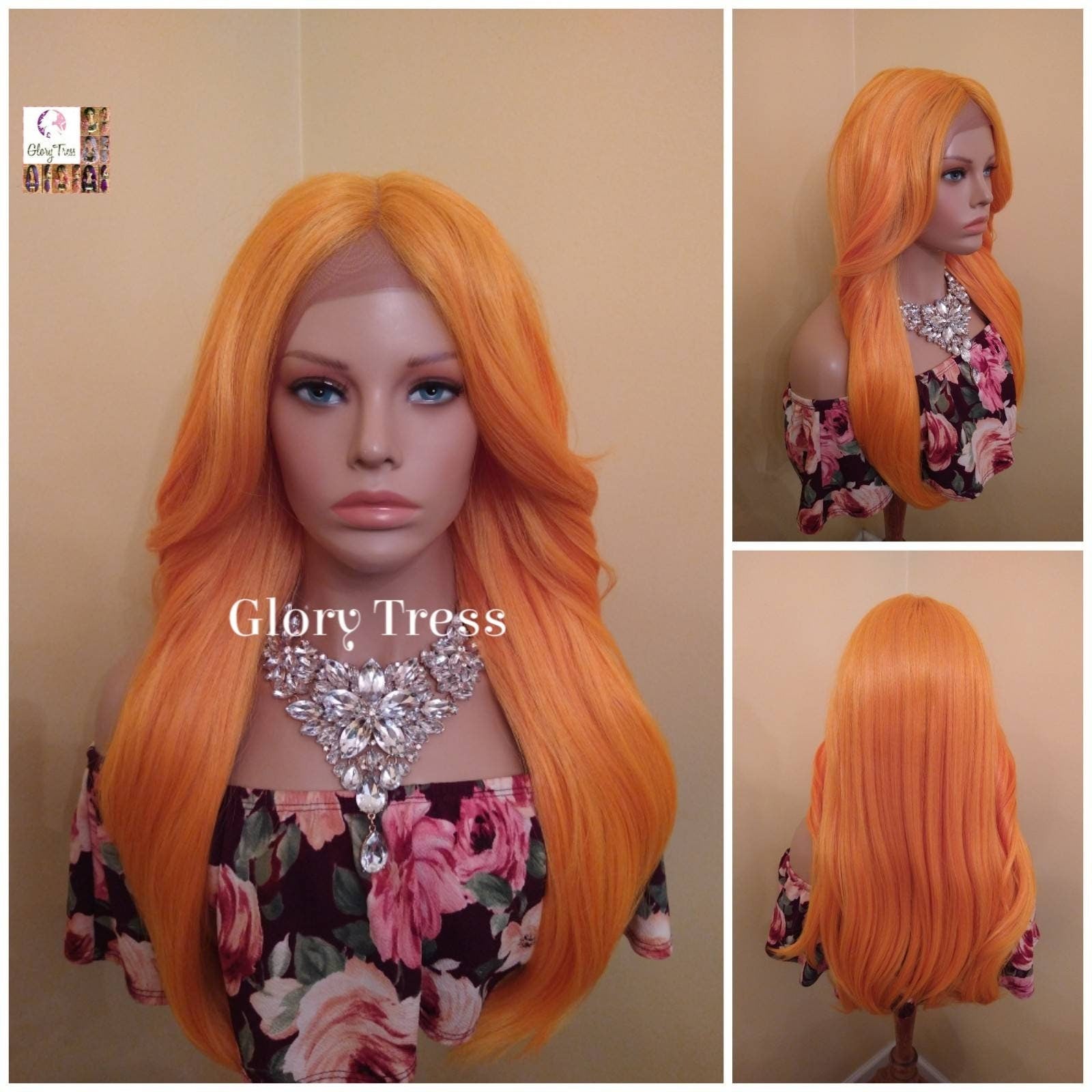 Lace Front Wig, Orange Wig, Long Loose Curly, Yaki Texture, Glory Tress Wig, ON SALE // GLADNESS