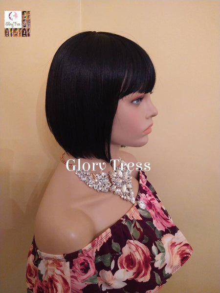 Wig, Full Cap Wig, China Bangs,  Black Wig, Straight Wig, Glory Tress, African American Wig, New Arrival // SINCERELY