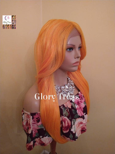 Lace Front Wig, Orange Wig, Long Loose Curly, Yaki Texture, Glory Tress Wig, ON SALE // GLADNESS