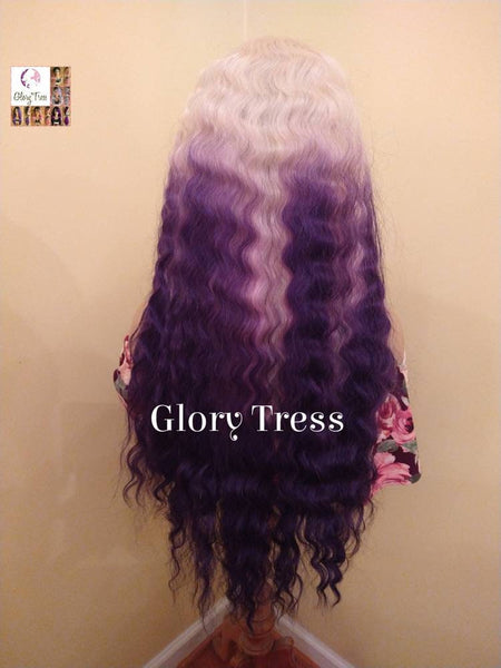 Wig, Wavy Wig, Wigs, China Bang Wig, Ombre Purple Wig, Glory Tress, NEW ARRIVAL,  Ready To Ship // OCEAN