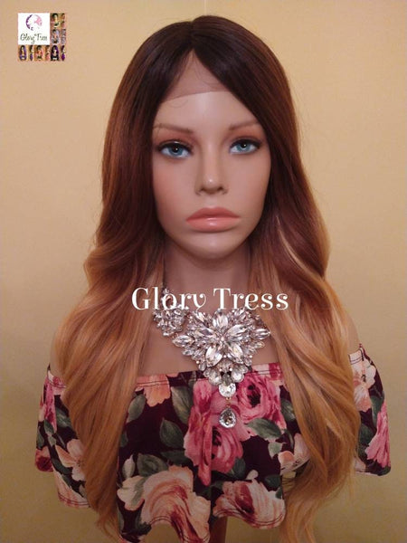 Lace Front Wig, Wigs, Wavy Lace Front Wig, Ombre Blonde Wig, Dark Rooted Wig, Silky Textured Wig, On Sale // GENEROUS