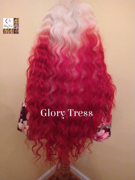 Wig, Wavy Wig, Wigs, China Bang Wig, Ombre Red Wig, Glory Tress, NEW ARRIVAL,  Ready To Ship // OCEAN