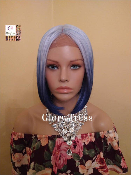 Lace Front Wig, Bob Wig, Ombre Blue Wig, Lace Wig, Glory Tress, Wig, African American Wig, Blue wig, On Sale // SPLENDID