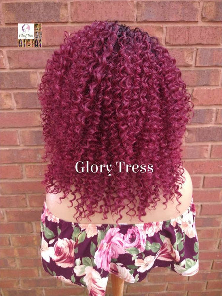 Lace Front Wig, Kinky Curly Wig, Curly Afro Wig, Ombre Burgundy Wig, Glory Tress, African American Wig, Ready To Ship //TAMAR