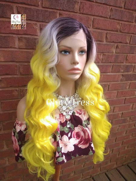 Lace Front Wig, Wavy Lace Front Wig, Wigs, Ombre Wig, Wig, Ombre Yellow Wig, Glory Tress, Cosplay Wig, Heat Safe, Ready To Ship // SUNSHINE