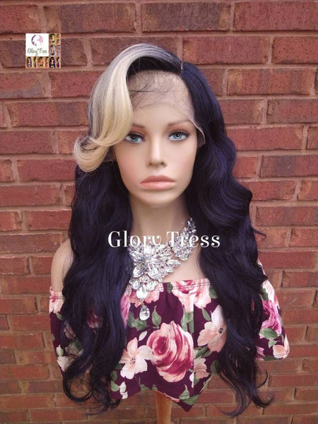 Lace Front Wig | Glory Tress |  Wavy Lace Front | Wig |Ombre Bluish Black Wig | Body Wave Wig | New Arrival // BLUEBERRY CREAM