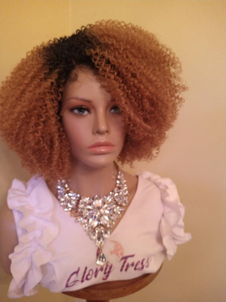 Lace Front Wig | Glory Tress | Kinky Curly Wig | Ombre Blonde Wig | Wigs | Wig | African American Wig | New Arrival // QUEEN