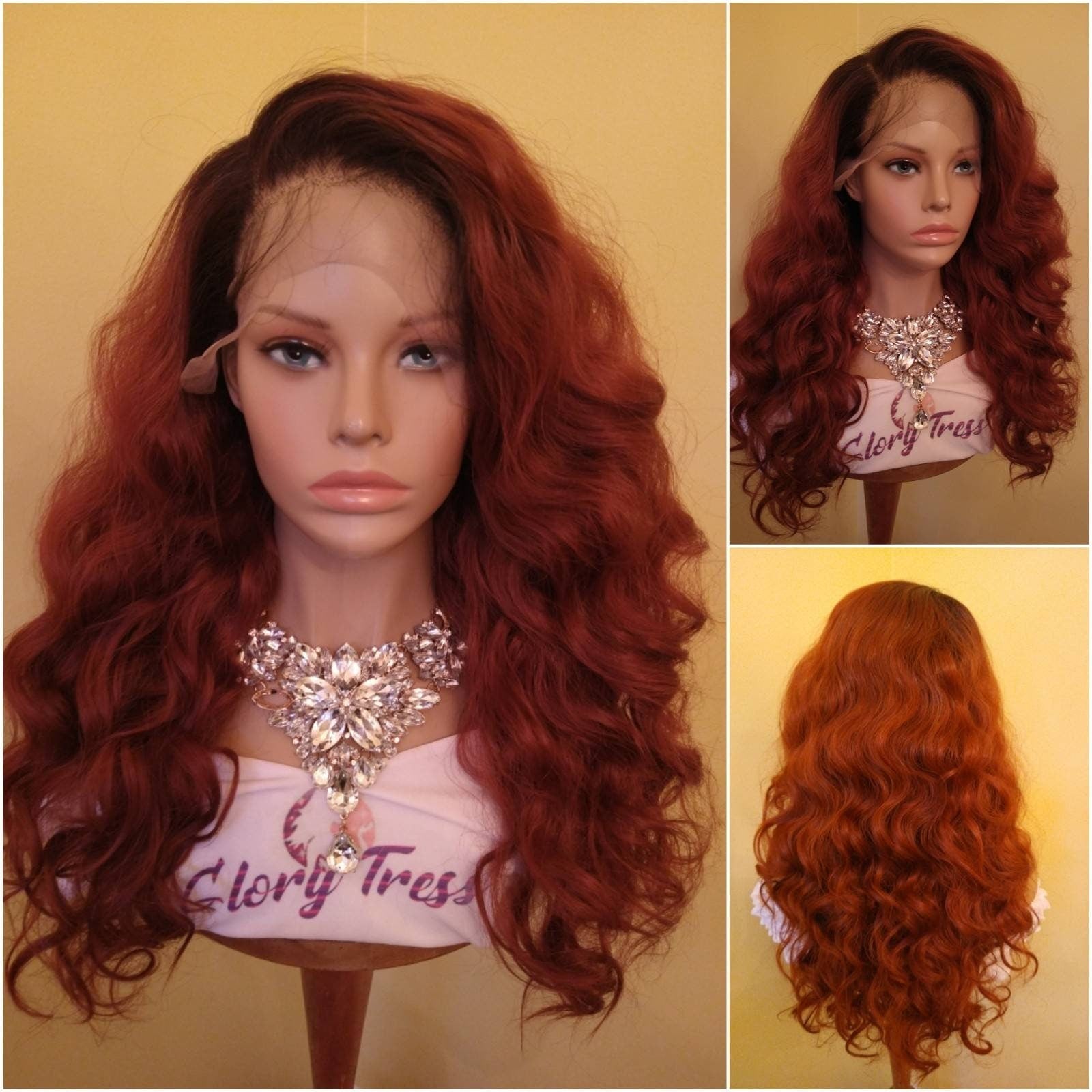 Lace Front Wig | Glory Tress | Human Hair Blend | Wavy Wig | 13X6 Free Parting |  HD Lace Frontal | Copper Wig | On Sale // GLAMOUR QUEEN