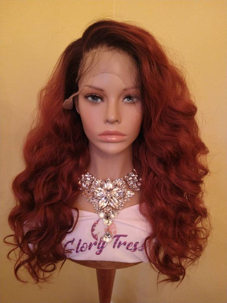 Lace Front Wig | Glory Tress | Human Hair Blend | Wavy Wig | 13X6 Free Parting |  HD Lace Frontal | Copper Wig | On Sale // GLAMOUR QUEEN