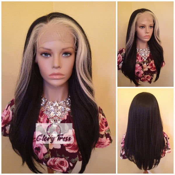 Lace Front Wig | Glory Tress | Wigs | Blonde Highlights |  Ombre Wig | Yaki Straight Texture | 13X6 Free Parting | Ready To Ship // DEVOTED