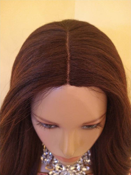 Kinky Straight Full Wig |  Glory Tress |  African American Wig | Yaki Texture | Brown Wig | Lace Parting Closure | READY To SHIP // COCONUT
