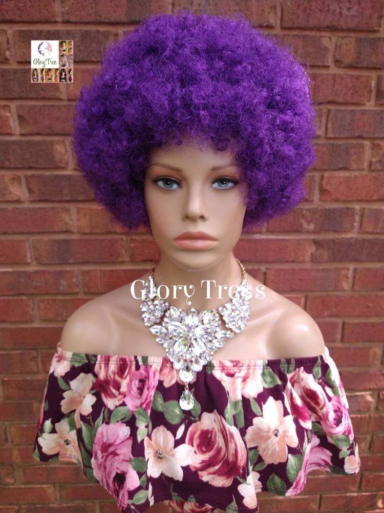 Golden brown 2024 curly tiedye purple end wig