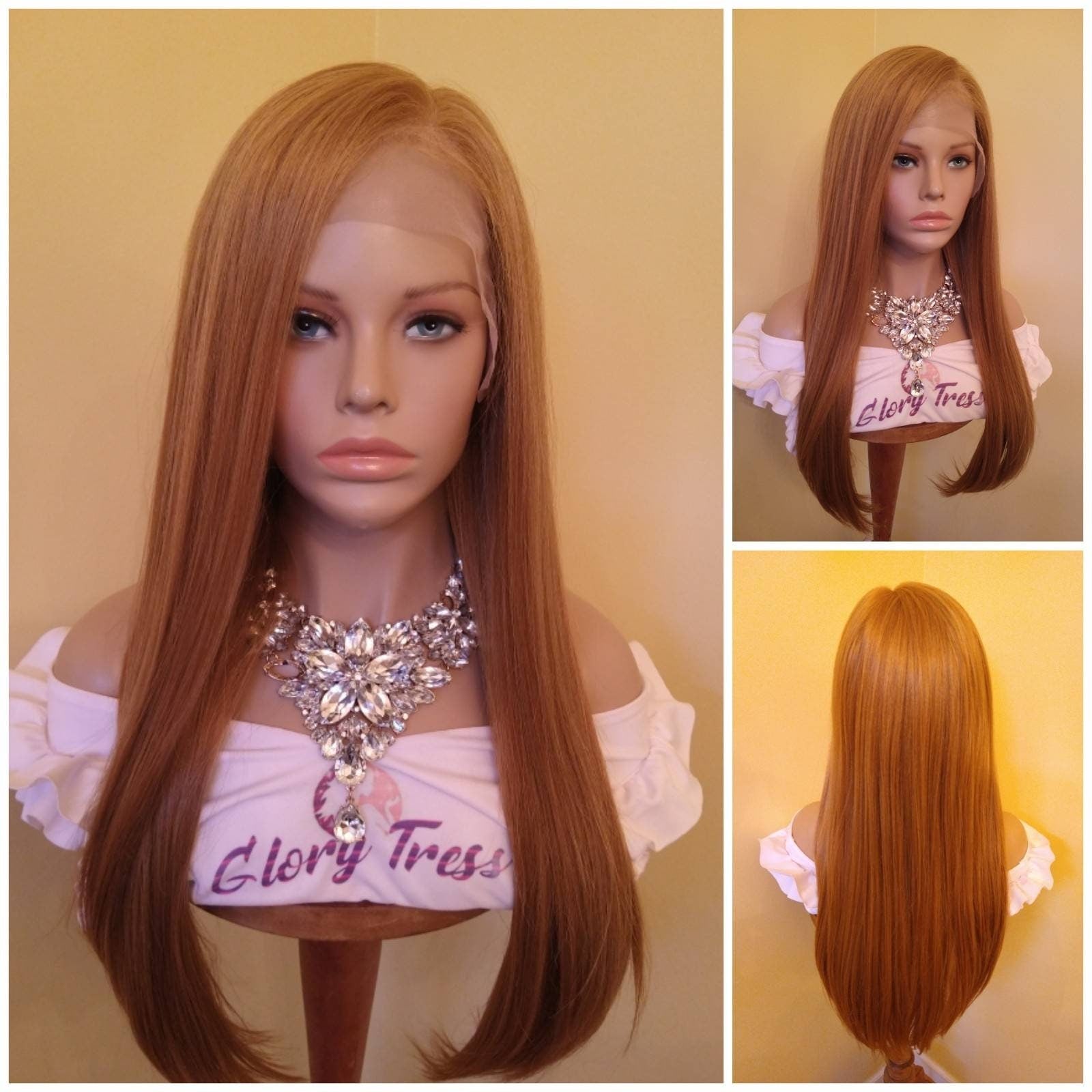 Blonde Lace Frontal Wig | Straight Wig With HD Lace | Human Blend Wig, 13x6 Free Parting | Glory Tress Wigs, Alopecia Wig // GINGERBREAD