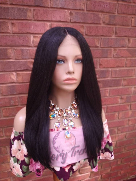 Kinky Straight Lace Front Wig | Black Yaki Straight Wig | Glory Tress Wigs, Alopecia Chemo Wig, African American Wig //OPAL