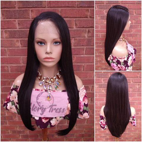 Black Lace Frontal Wig | Straight Wig With HD Lace | Human Blend Wig, 13x6 Free Parting | Glory Tress Wigs, Alopecia Wig // DIVA