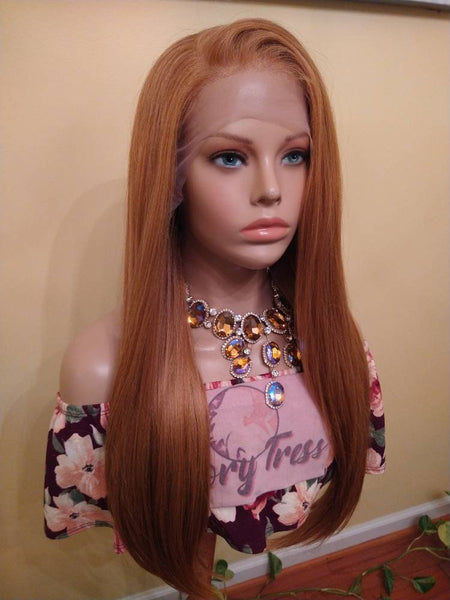 Blonde Lace Frontal Wig | Straight Wig With HD Lace | Human Blend Wig, 13x6 Free Parting | Glory Tress Wigs, Alopecia Wig // GINGERBREAD