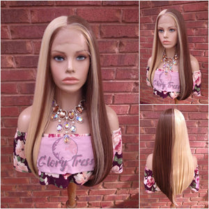 Blonde Lace Frontal Wig | Straight Wig With HD Lace | Human Blend Wig, 13x6 Free Parting | Glory Tress Wigs, Alopecia Wig // VANILLA CREAM