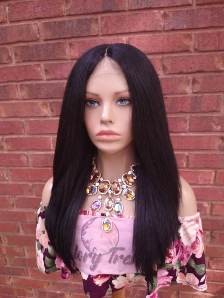 Kinky Straight Lace Front Wig | Black Yaki Straight Wig | Glory Tress Wigs, Alopecia Chemo Wig, African American Wig //OPAL