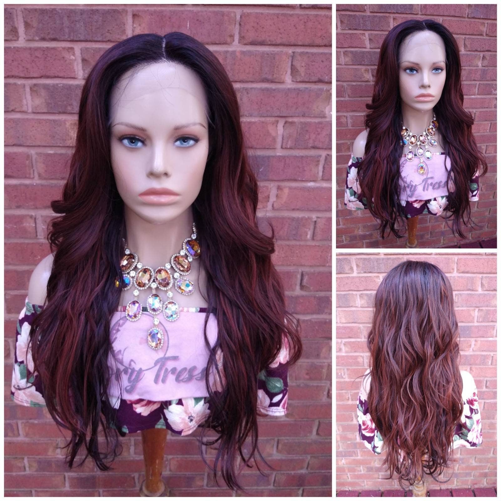 Brown Wavy Lace Front Wig | Ombre Copper Brown Wig |  Glory Tress Wigs, Alopecia Chemo Wig / SHEBA