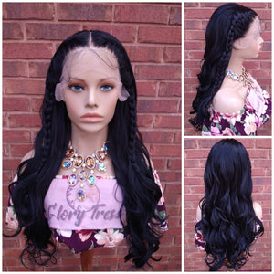 Black Curly Lace Front Wig | 13X6 HD Lace Front Wig | Pre-styled Braided Wedding Prom Wig | Glory Tress Wigs, Alopecia Chemo Wig / INDIA