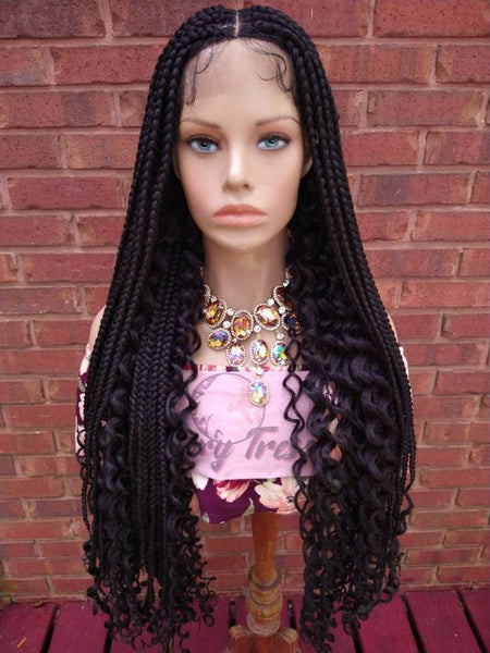 Bohemian Knotless Crochet Braid Wig Lace Front Wigs Curly Black Wig Glory Tress African American Wigs Gift For Her | TRIBAL QUEEN2