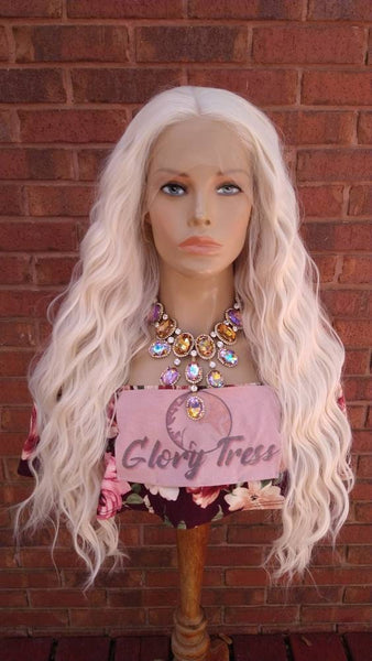 White Platinum Blonde Wavy Lace Front Wig HD Lace Free Parting Long Wavy Wig For White Women Chemo Alopecia Wig Glory Tress - TRUELOVE