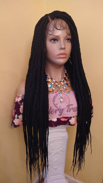 Braided Lace Front Wig Hd Lace Wig With Baby Hairs African American Wig Box Braids Hand-Braided 4x4 Free Parting Glory Tress Wigs - BELOVED4