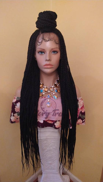 Braided Lace Front Wig Hd Lace Wig With Baby Hairs African American Wig Box Braids Hand-Braided 4x4 Free Parting Glory Tress Wigs - BELOVED4