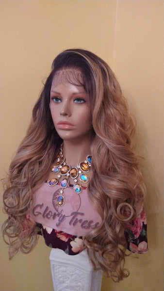 Curly Lace Frontal Wig Pre-Plucked HD Lace Wig Yaki Human Hair Blend Blonde Wig For Women 13X6 Free Parting Glory Tress- PRINCESS
