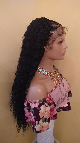 Curly Lace Front Wig Hand-Braided Wig Fulani Tribal Braided African American Wig 13x4 Free Parting Cornrow Wig  Glory Tress - SHEBA