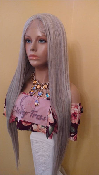 Lace Front Wig Silver Blonde Wig For Women HD Lace Wig With Baby Hair Long Straight Wig Chemo Alopecia Wig Glory Tress - DIVA