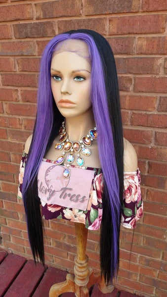 Purple and Black Lace Front Wig | Hd Lace Wig For Women | Straight  Ombre Purple Wig | Cosplay Halloween Party Wig | Glory Tress - FABULOUS