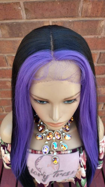 Purple and Black Lace Front Wig | Hd Lace Wig For Women | Straight  Ombre Purple Wig | Cosplay Halloween Party Wig | Glory Tress - FABULOUS