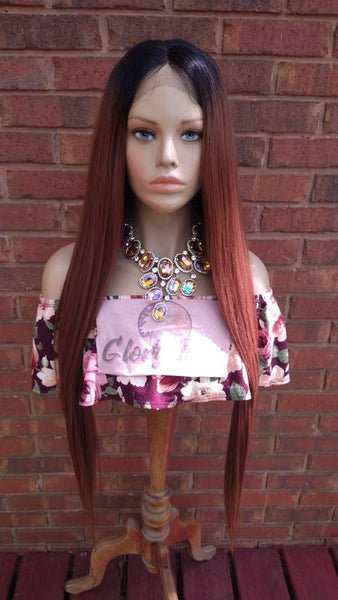 Lace Front Wig -  Ombre Dark Auburn Wig - Wigs For Women - Glory Tress - African American Wig - Ombre Wig // POWERFUL