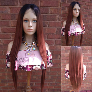 Lace Front Wig -  Ombre Dark Auburn Wig - Wigs For Women - Glory Tress - African American Wig - Ombre Wig // POWERFUL
