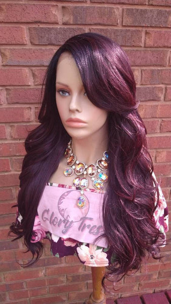 Lace Front Wig, Curly Wigs For Women, Dark Red Wig, Burgundy Wig, Glory Tress, African American Wig, // SALVATION