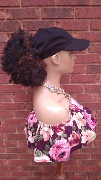 Ponytail Hat Wig, Kinky Curly Afro Ponytail, Throw On An Go Wigs, Black Ponytail, Ponytail Extensions, African American Hairstyle //SPEEDY
