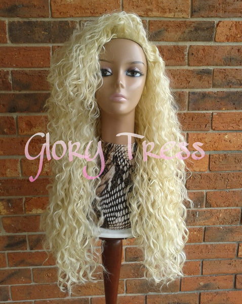 26" Beach Curly Half Wig Long Blonde Curly Wig For Women African American Wig Glory Tress Wigs Halloween Costume Wig - COURAGE