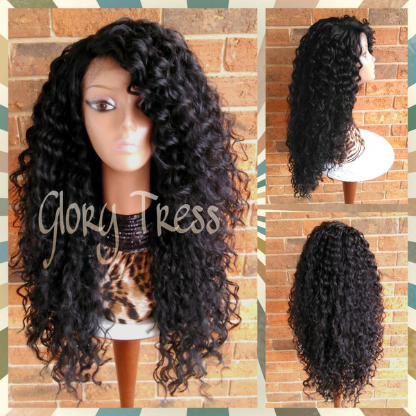 ON SALE // Long Beach Curly Lace Front Wig, Black Curly Wig, Big Curly Hairstyle // DREAM2 (Free Shipping) - Glory Tress