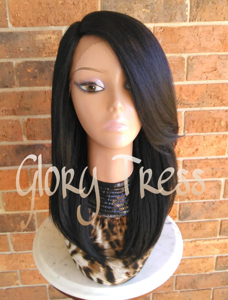 ON SALE // Kinky Straight Lace Front Wig, Natural Yaki Straight Wig, Blown Out Hairstyle, African American Wig //FUTURE (Free Shipping) - Glory Tress