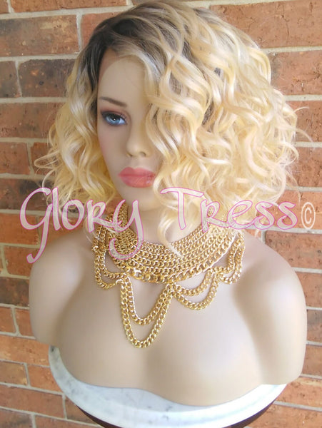 Lace Front Wig, Bob Wig, Blonde Wig, 100% Human Hair Blend, Wavy Wig, Ombre 613 Blonde, ON SALE // DELIGHT